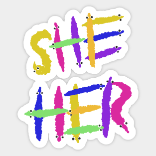 Worm on a string pronouns Sticker